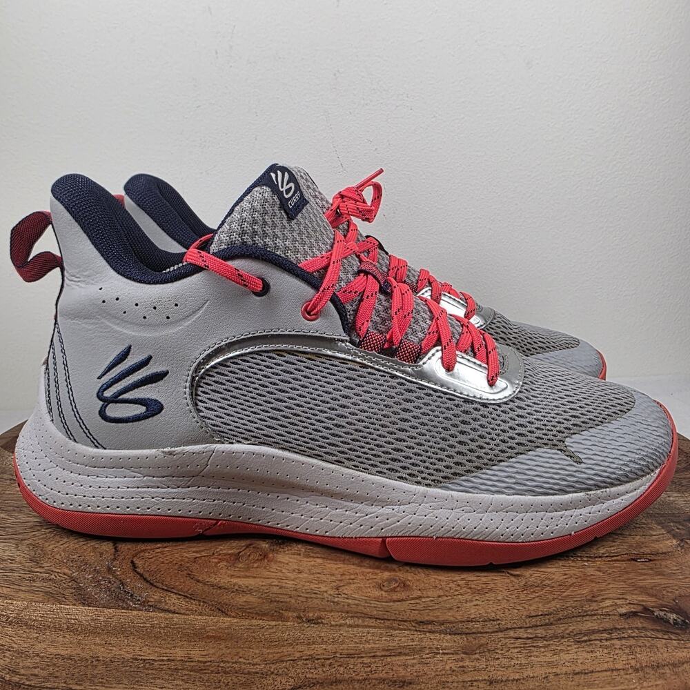 Under Armour Curry 3Z6 Mens Gray And Orange Size 11.5 Basketball Shoes